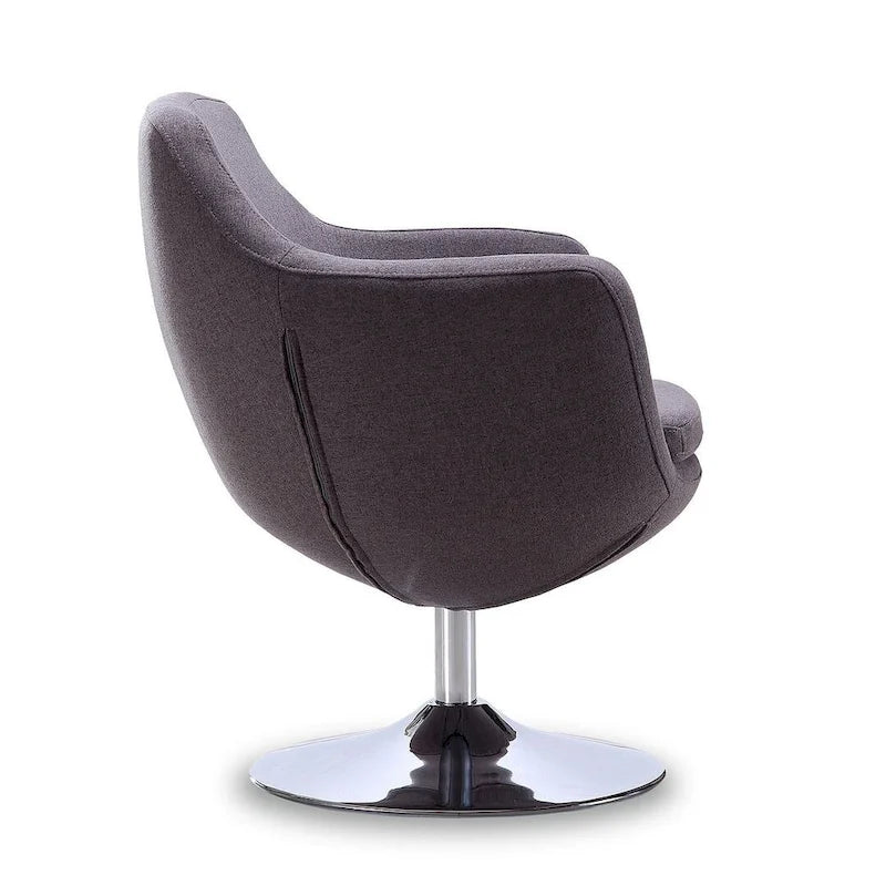 Polished Chrome Faux Leather Swivel Accent Chair