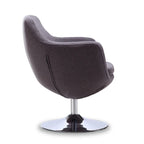 Polished Chrome Faux Leather Swivel Accent Chair