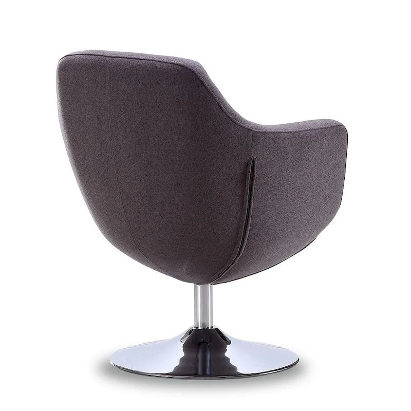 Polished Chrome Faux Leather Swivel Accent Chair