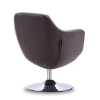 Polished Chrome Faux Leather Swivel Accent Chair