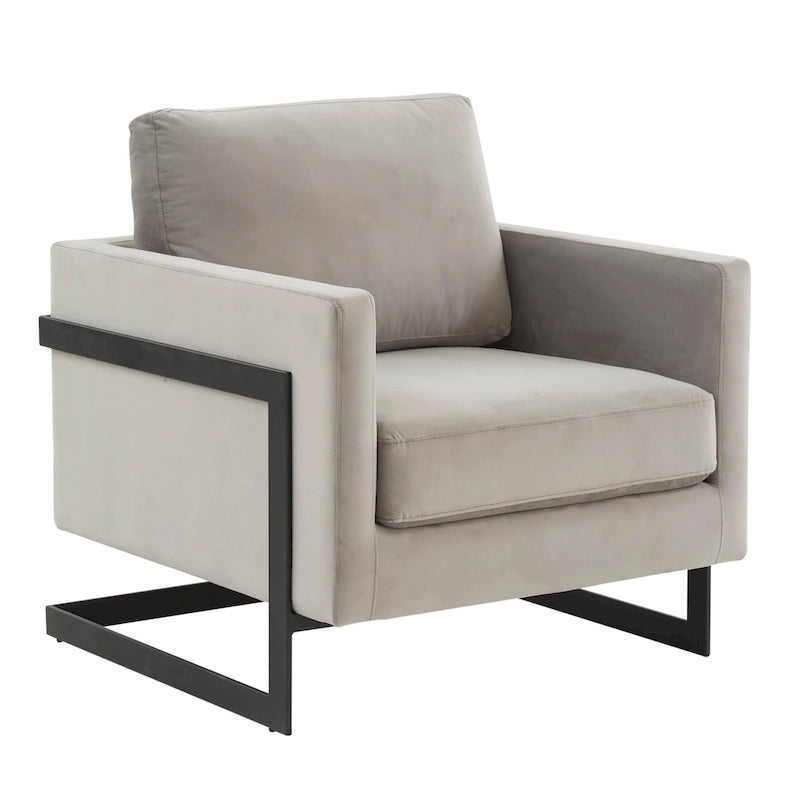 Lincoln Modern Velvet Arm Chair with Black Steel Frame - 35