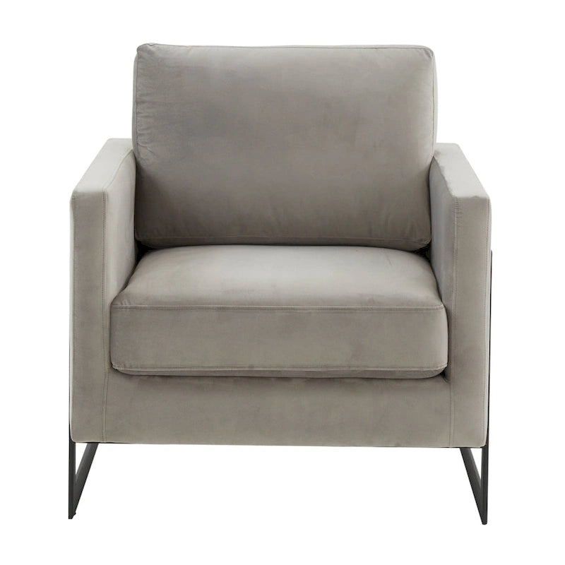 Lincoln Modern Velvet Arm Chair with Black Steel Frame - 35