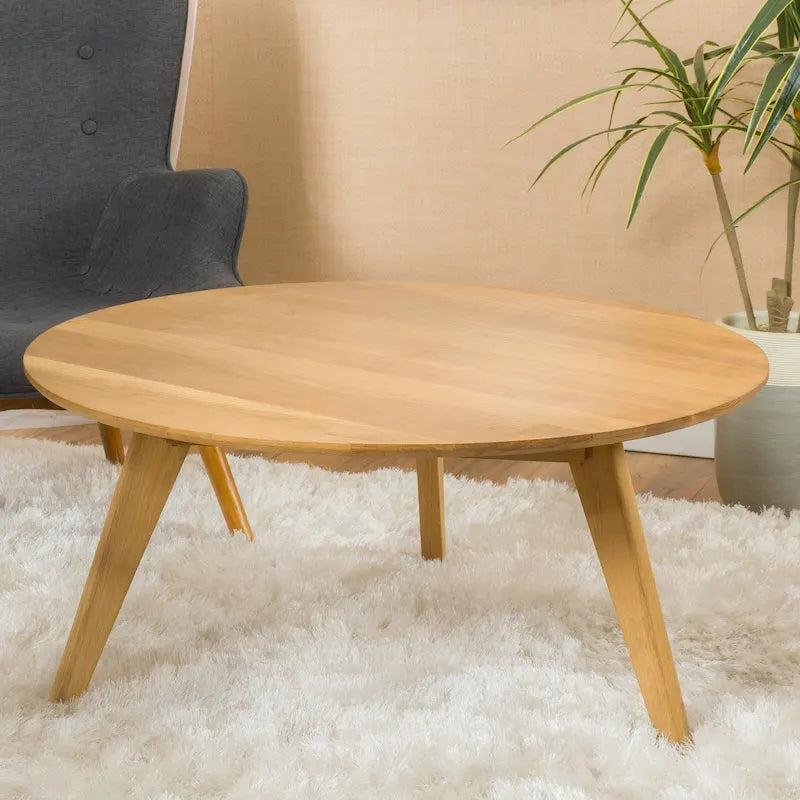 Round Acacia Wood Coffee Table