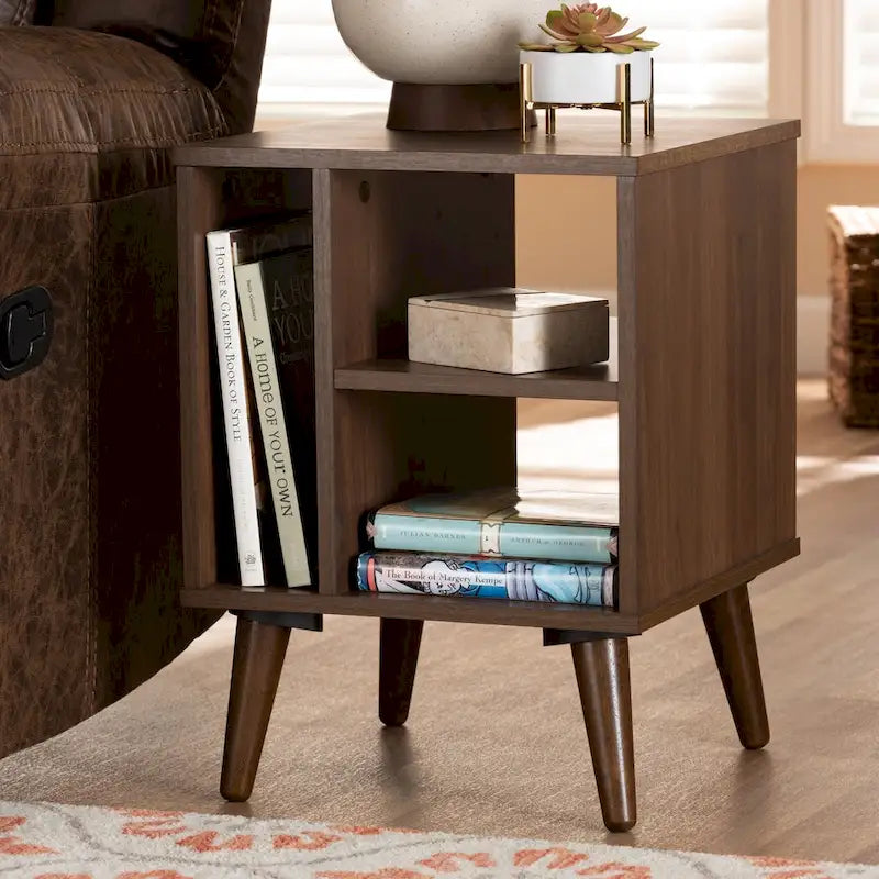 Modern Walnut Wood End Table