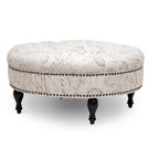 Pouf moderne capitonné en lin à motifs