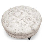 Pouf moderne capitonné en lin à motifs