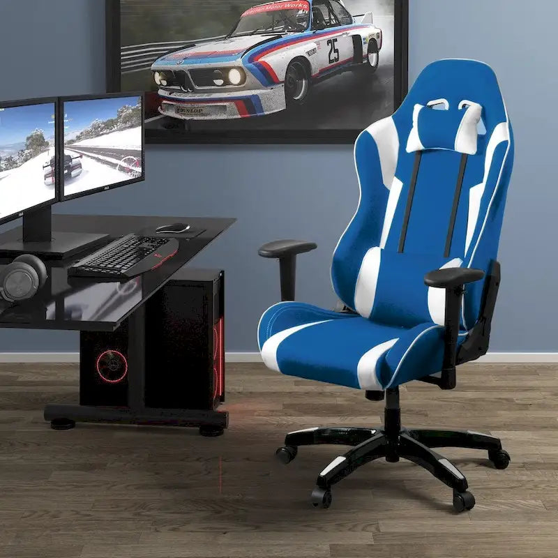 Bonded Leather, Fabric, and Mesh High-back Ergonomic Gaming Chair