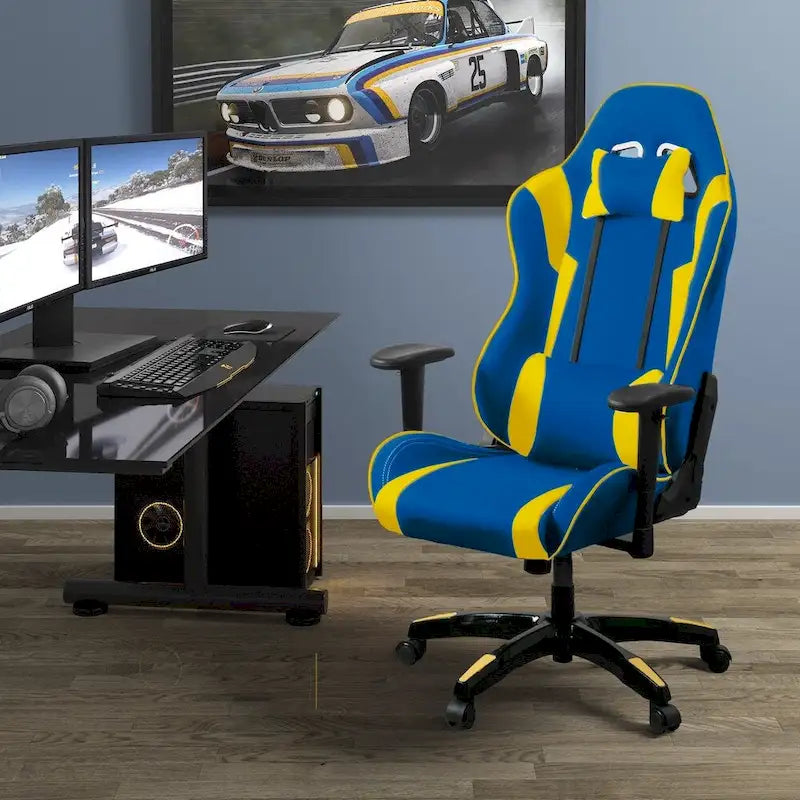 Bonded Leather, Fabric, and Mesh High-back Ergonomic Gaming Chair
