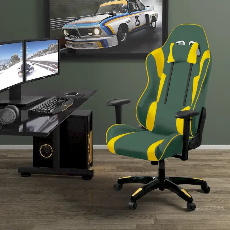Bonded Leather, Fabric, and Mesh High-back Ergonomic Gaming Chair
