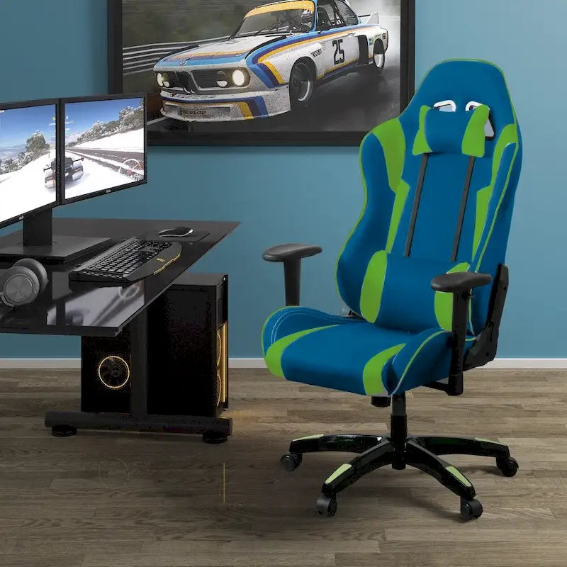 Bonded Leather, Fabric, and Mesh High-back Ergonomic Gaming Chair