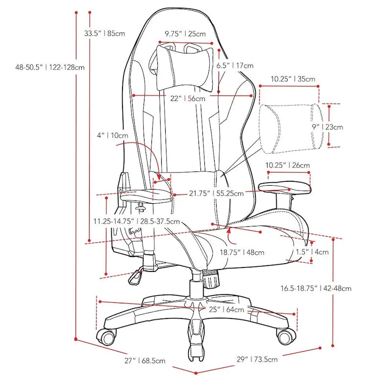 Bonded Leather, Fabric, and Mesh High-back Ergonomic Gaming Chair