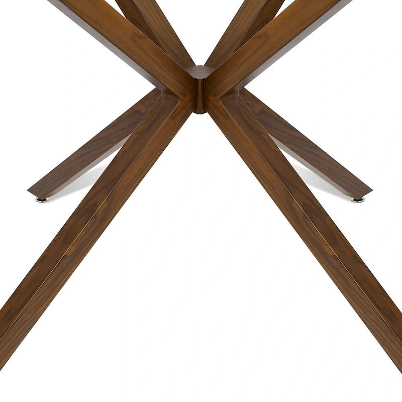 Runder Glas-Esstisch 39, Walnuss-Tischbeine - 39x30x27