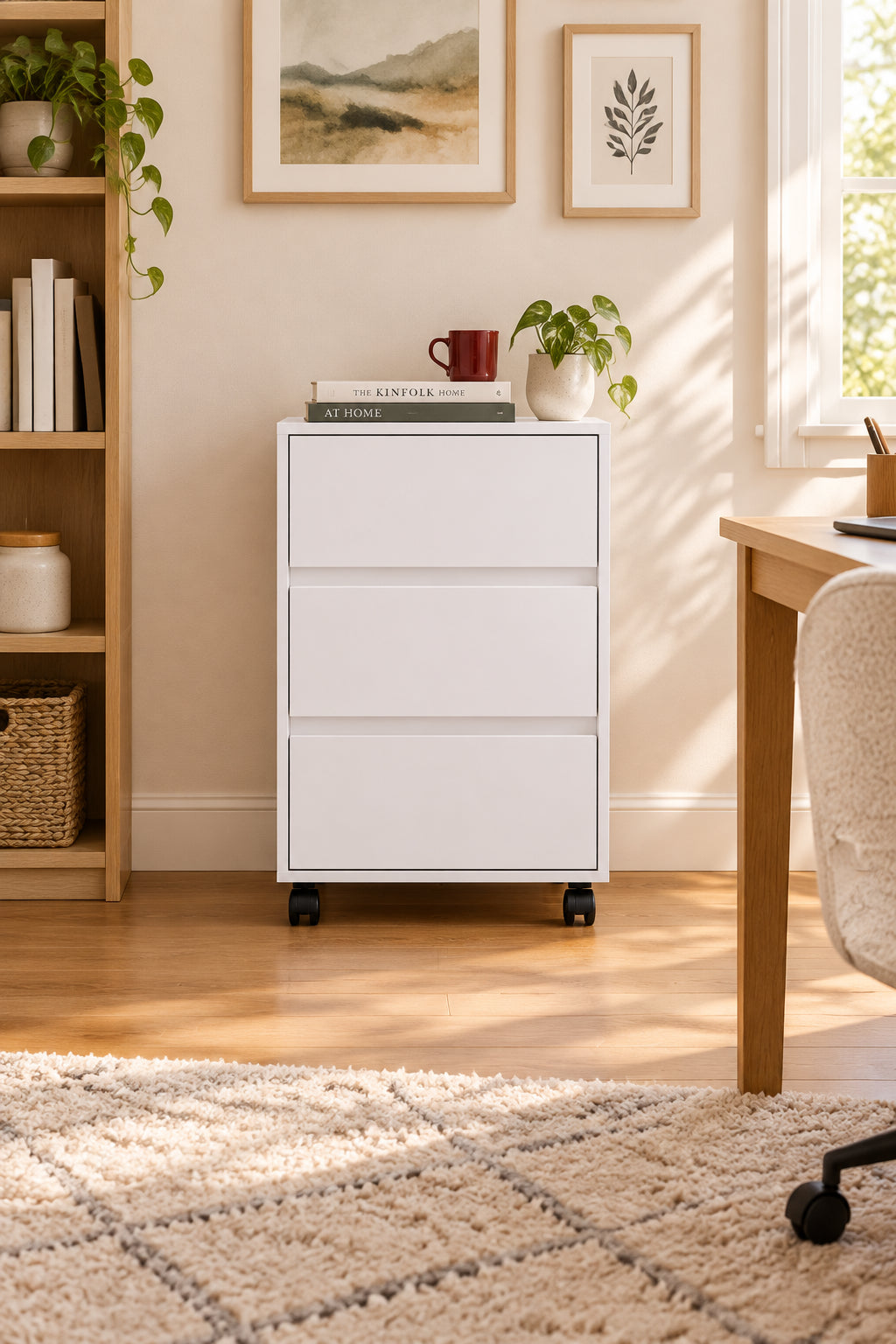Artemisa 26-inch Tall 3 Drawer Filing Cabinet with 4 Caster Wheels and Superior Top