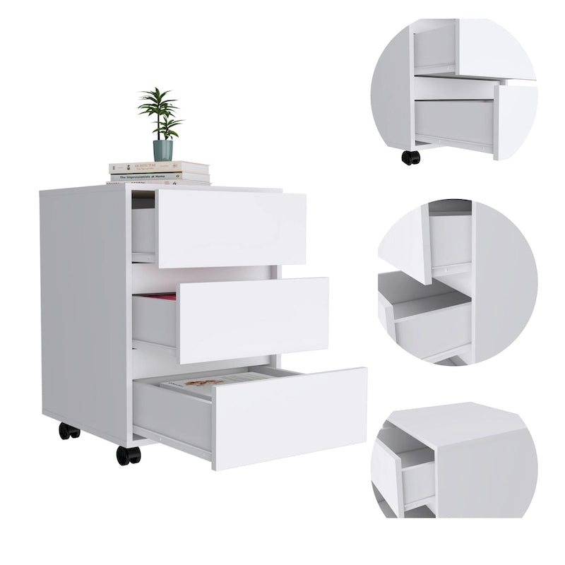 26 Zoll hoher Aktenschrank mit 3 Schubladen, 4 Laufrollen und hochwertiger Oberseite