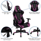 Ergonomischer Racing-Gaming-Stuhl mit vollständig neigbarer Rückenlehne in Rot