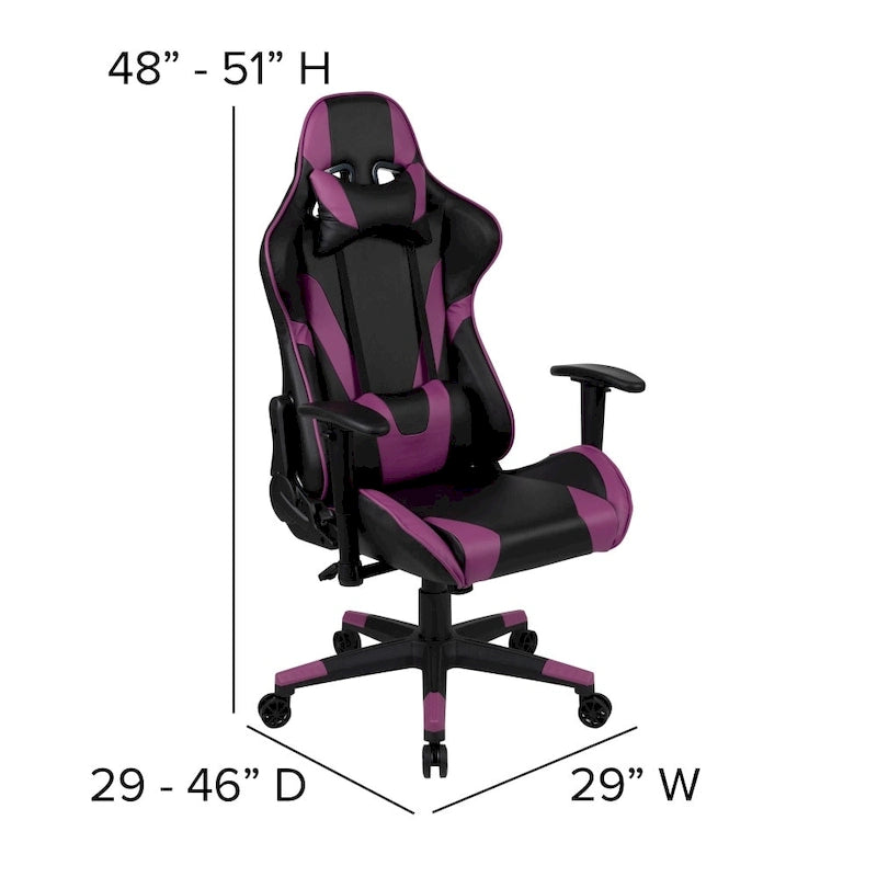 Ergonomischer Racing-Gaming-Stuhl mit vollständig neigbarer Rückenlehne in Rot