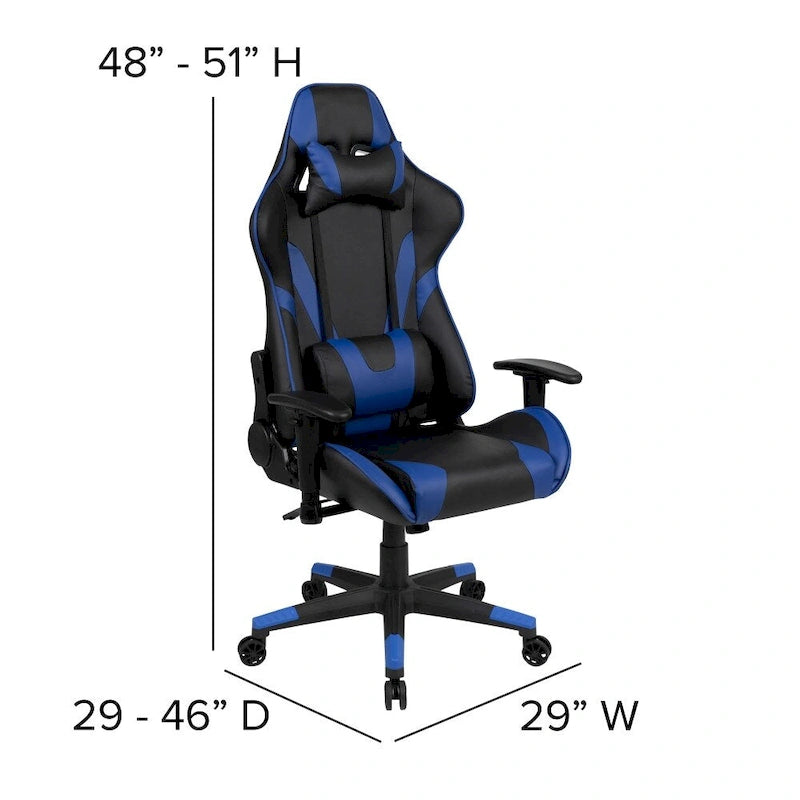 Ergonomischer Racing-Gaming-Stuhl mit vollständig neigbarer Rückenlehne in Rot