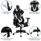 Ergonomischer Racing-Gaming-Stuhl mit vollständig neigbarer Rückenlehne in Rot