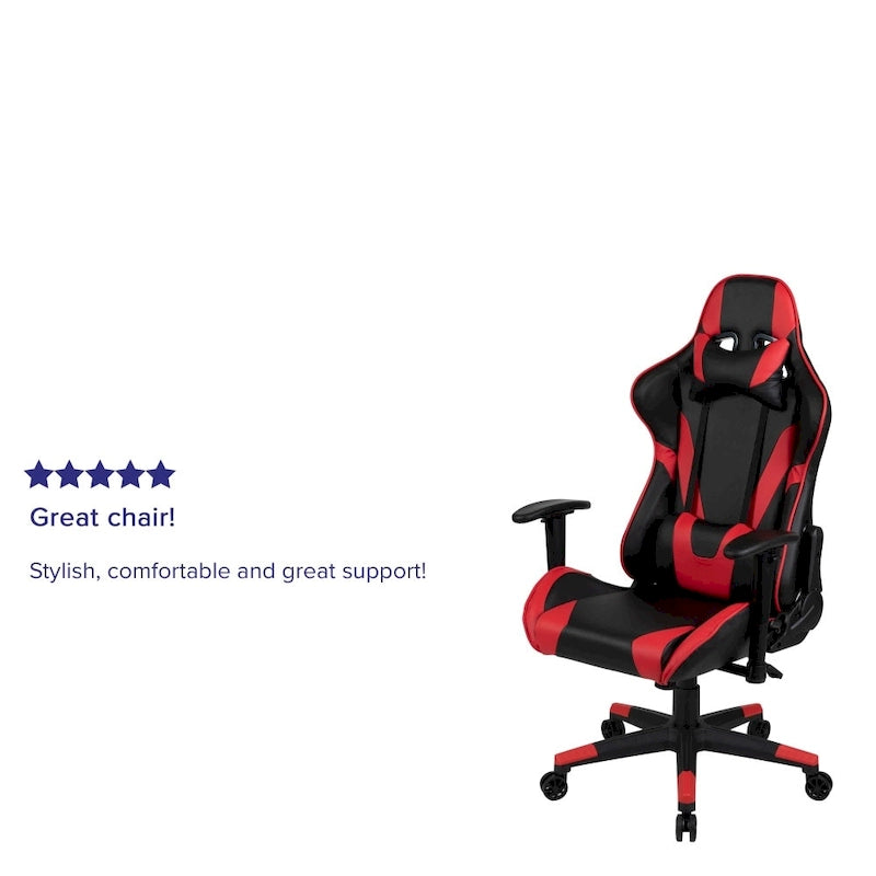 Ergonomischer Racing-Gaming-Stuhl mit vollständig neigbarer Rückenlehne in Rot
