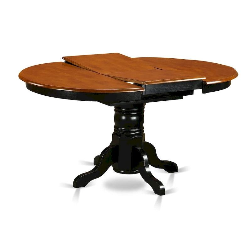 Modern Kitchen Table - an Oval Dining Table Top with Butterfly Leaf & Pedestal Base