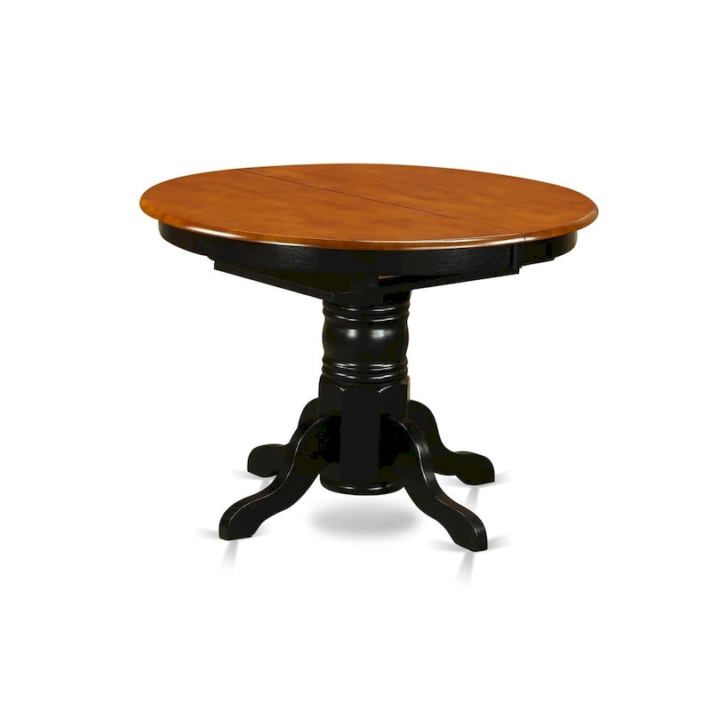 Table de cuisine moderne - plateau de table à manger ovale avec rallonge papillon et base à piédestal