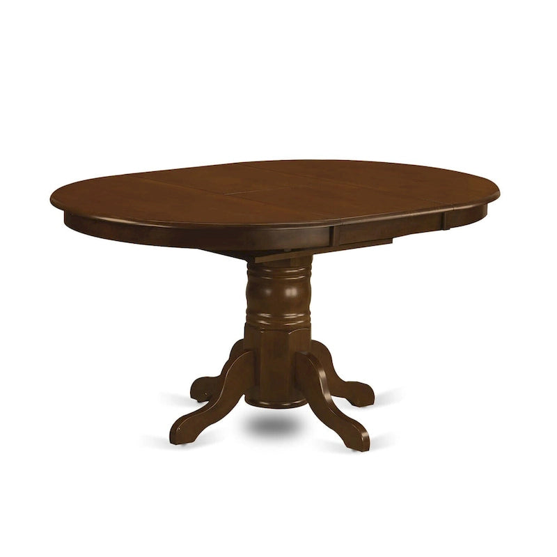 Table de cuisine moderne - plateau de table à manger ovale avec rallonge papillon et base à piédestal