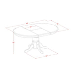 Table de cuisine moderne - plateau de table à manger ovale avec rallonge papillon et base à piédestal