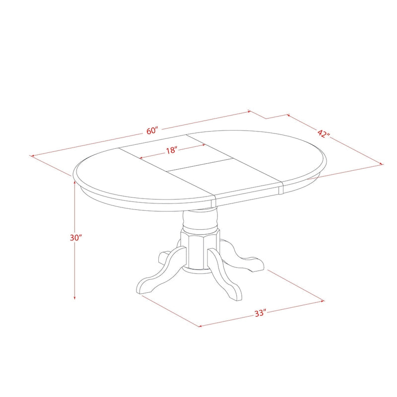 Table de cuisine moderne - plateau de table à manger ovale avec rallonge papillon et base à piédestal