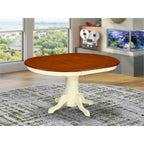 Table de cuisine moderne - plateau de table à manger ovale avec rallonge papillon et base à piédestal