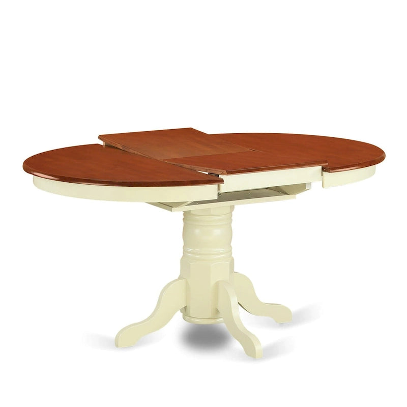 Table de cuisine moderne - plateau de table à manger ovale avec rallonge papillon et base à piédestal