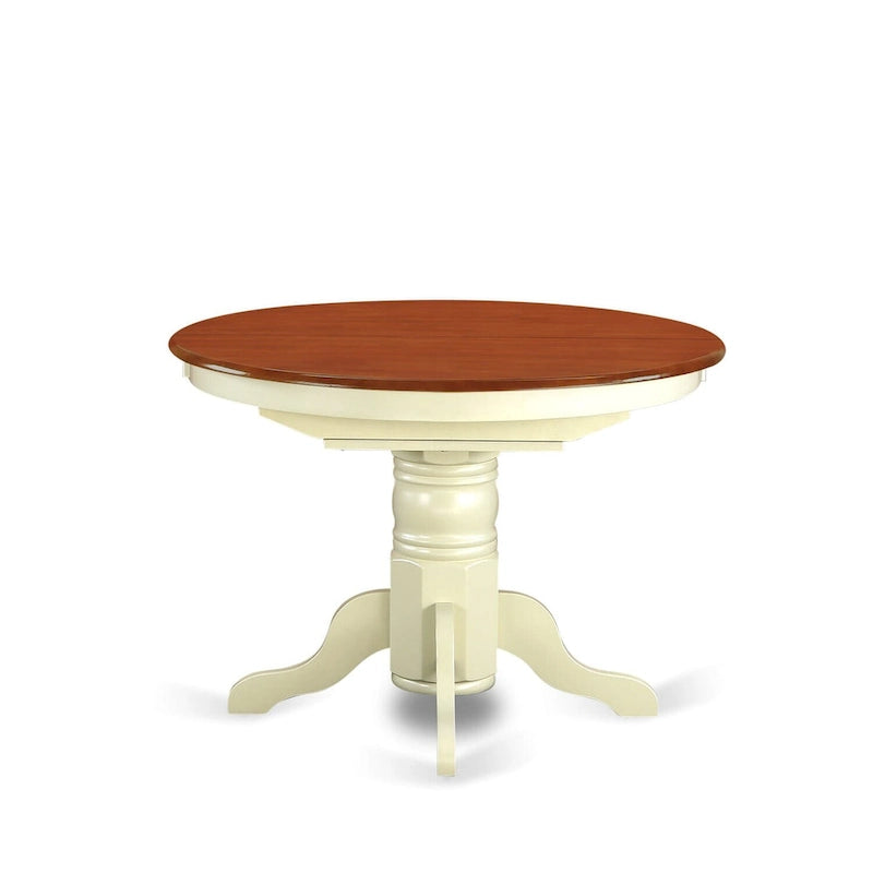 Table de cuisine moderne - plateau de table à manger ovale avec rallonge papillon et base à piédestal