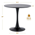 31.5 Inch Modern Round Kitchen and Dining Table for 2-4