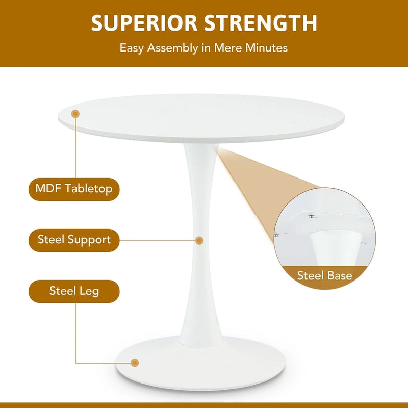 31.5 Inch Modern Round Kitchen and Dining Table for 2-4