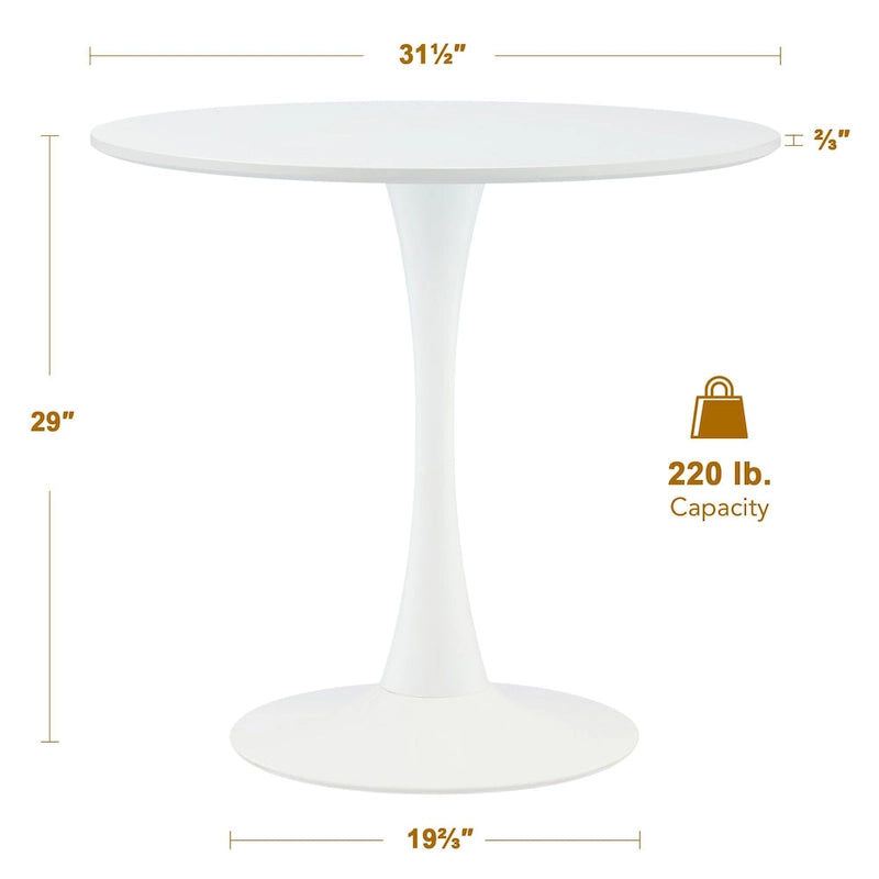 31.5 Inch Modern Round Kitchen and Dining Table for 2-4
