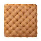 Ottoman in Cognac Tan with Wood Legs - Full Grain Genuine Leather