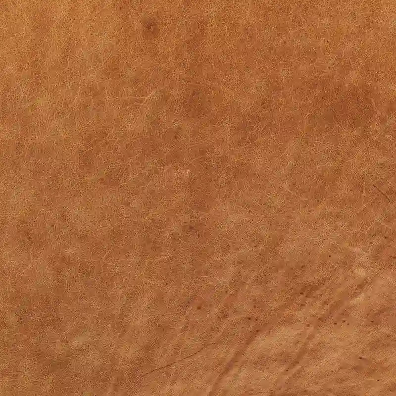 Ottoman in Cognac Tan with Wood Legs - Full Grain Genuine Leather