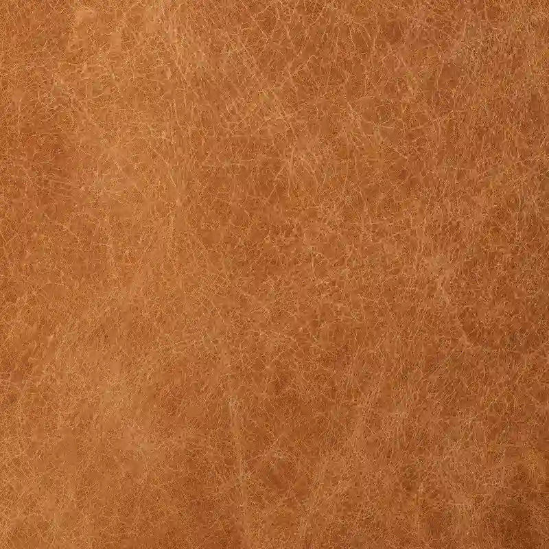 Ottoman in Cognac Tan with Wood Legs - Full Grain Genuine Leather