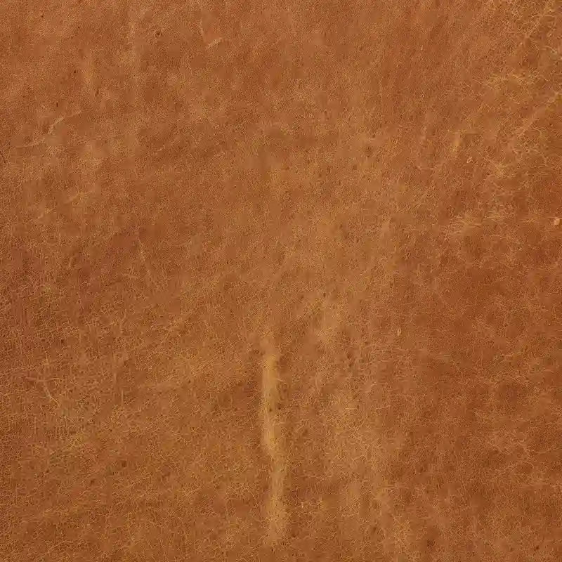 Ottoman in Cognac Tan with Wood Legs - Full Grain Genuine Leather