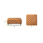Ottoman in Cognac Tan with Wood Legs - Full Grain Genuine Leather