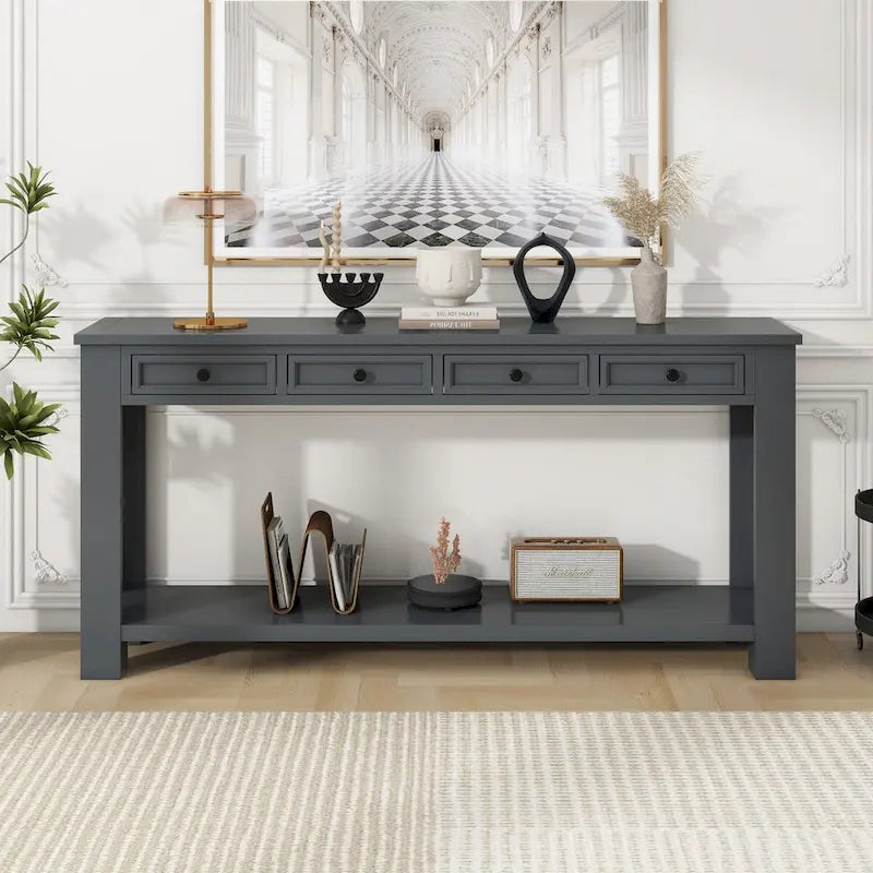 Table console pour entrée ou couloir, table de canapé avec tiroirs de rangement et étagère inférieure