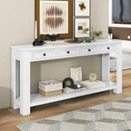 Table console pour entrée ou couloir, table de canapé avec tiroirs de rangement et étagère inférieure
