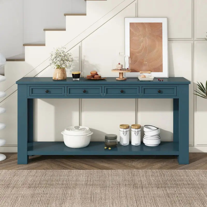 Table console pour entrée ou couloir, table de canapé avec tiroirs de rangement et étagère inférieure