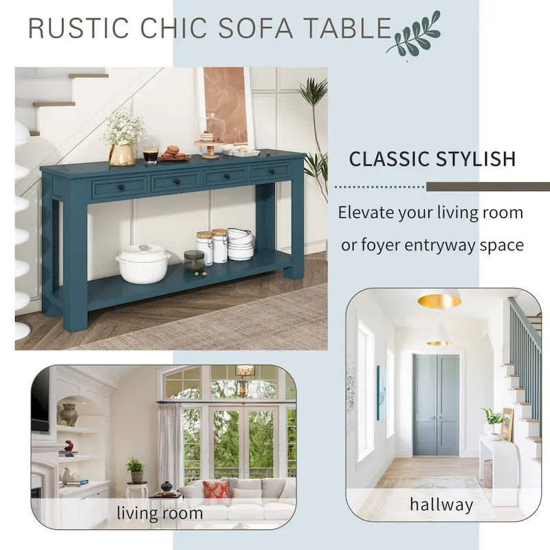 Table console pour entrée ou couloir, table de canapé avec tiroirs de rangement et étagère inférieure