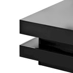 Design minimaliste très brillant avec éclairage LED, table basse carrée à 2 niveaux, table centrale pour le salon