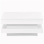 Design minimaliste très brillant avec éclairage LED, table basse carrée à 2 niveaux, table centrale pour le salon