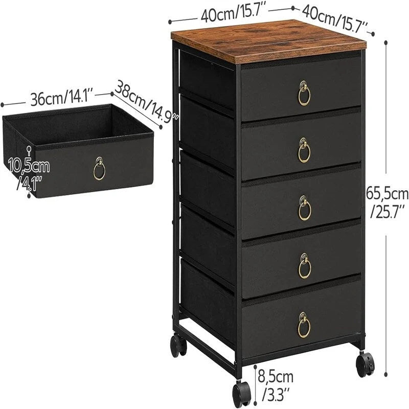 5-Drawer Chest File Cabinet - 15.7D x 15.7W x 25.7H