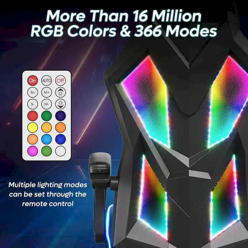 Ergonomische gamingstoel met RGB-ledverlichting, geventileerde stoffen computerstoel met pocketveringkussen en verstelbare armleuningen