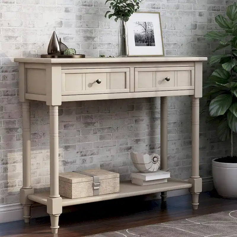 Console Table with 2 Drawers and Bottom Shelf