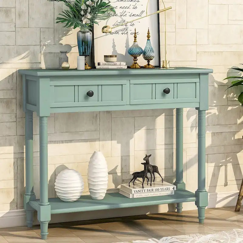Console Table with 2 Drawers and Bottom Shelf