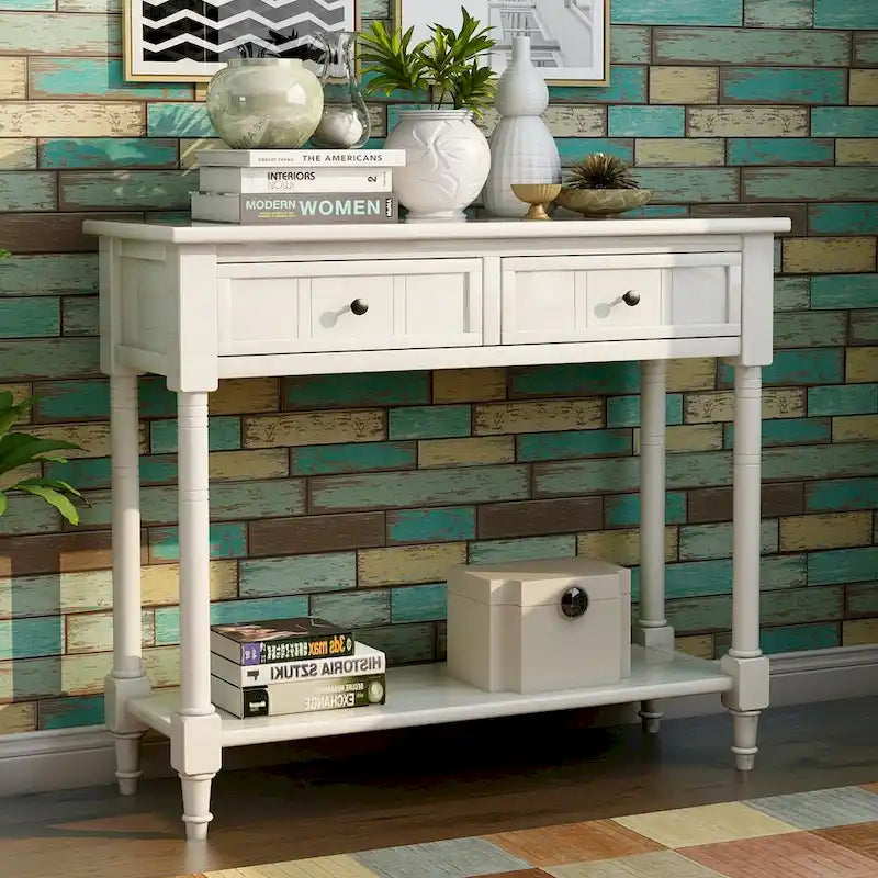 Table console avec 2 tiroirs et étagère inférieure